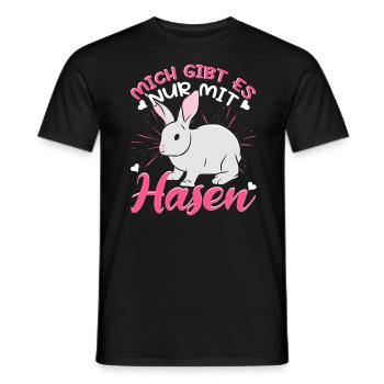 Hasen Kaninchen Mich gibt es nur mit Hasen - Männer T-Shirt - Schwarz - Vorne - AI Model Male 178 light (178cm)