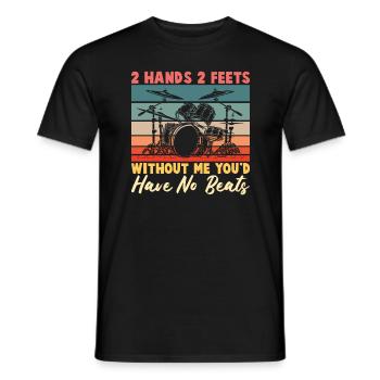2 Hands 2 Feets Drums - Men's T-Shirt - black - Front - AI Model Male 178 light (178cm)