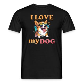 I love my Dog - funny sweet shiba inu - Men's T-Shirt - black - Front - AI Model Male 178 light (178cm)