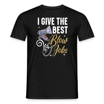 I Give The Best Blow Jobs Haircut Barbershop - Men's T-Shirt - black - Front - AI Model Male 178 light (178cm)