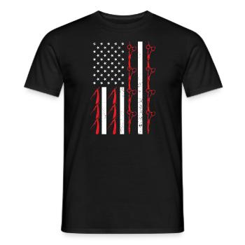 Drapeau des États-Unis Coupe de cheveux Barbier Barbier 4 Juillet - T-shirt homme - noir - Devant - AI Model Male 178 light (178cm)