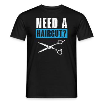 Besoin d’une coupe de cheveux Barbier Coiffeur Barbier - T-shirt homme - noir - Devant - AI Model Male 178 light (178cm)