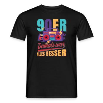 90er 90s Retro Damals war alles besser - Männer T-Shirt - Schwarz - Vorne - AI Model Male 178 light (178cm)