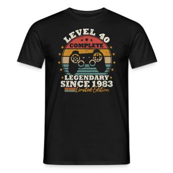 Level 40 freigeschaltet - Männer T-Shirt - Schwarz - Vorne - AI Model Male 178 light (178cm)