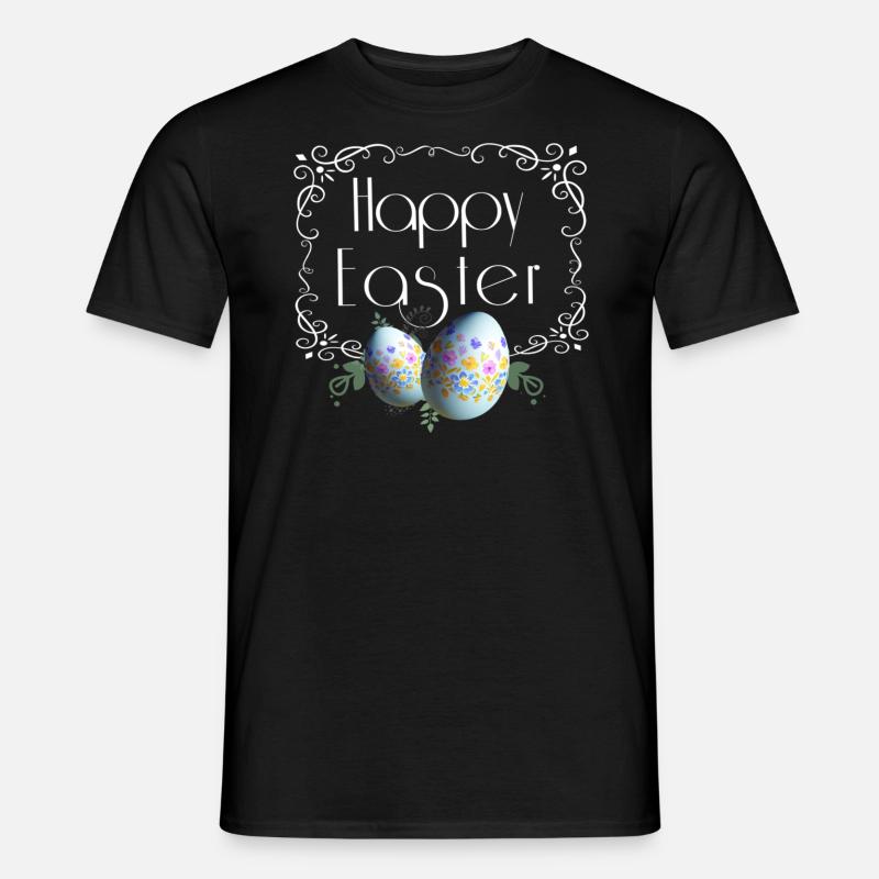 Happy Easter Schriftzug mit Ostereier - Männer T-Shirt - Schwarz