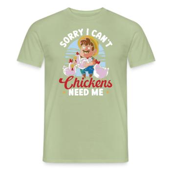 Hühnerzüchter Hühnerflüsterer Nutztier - Männer T-Shirt - Sage - Vorne - AI Model Male 178 light (178cm)