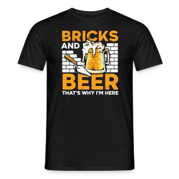 Bricks And Beer That's Why I'm Here Bricklayer - Men's T-Shirt - black - Front - AI Model Male 178 light (178cm)