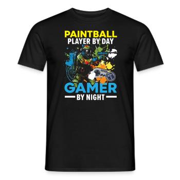 Amateur de jeux vidéo Paintball Player Paintballer - T-shirt homme - noir - Devant - AI Model Male 178 light (178cm)