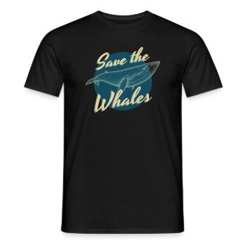 Blue Whale Save The Whales Whale Sea - Men's T-Shirt - black - Front - AI Model Male 178 light (178cm)
