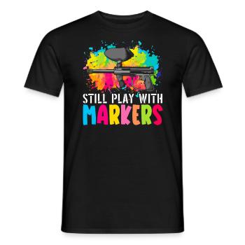 Spielen Sie immer noch mit Markern Paintball Paintballer - Männer T-Shirt - Schwarz - Vorne - AI Model Male 178 light (178cm)