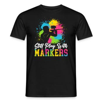 Still Play With Markers Paintball Paintballer - Men's T-Shirt - black - Front - AI Model Male 178 light (178cm)