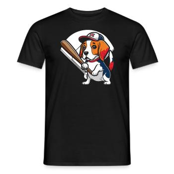 Baseball-Hund Baseball-Spieler Baseball-Trainer - Männer T-Shirt - Schwarz - Vorne - AI Model Male 178 light (178cm)
