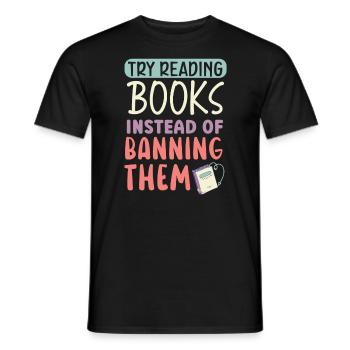 Read Banned Books Bookworm Book Lover Bibliophile - Men's T-Shirt - black - Front - AI Model Male 178 light (178cm)