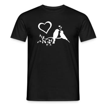 Coeur Oiseau Oiseaux d’Amour Oiseaux - T-shirt homme - noir - Devant - AI Model Male 178 light (178cm)