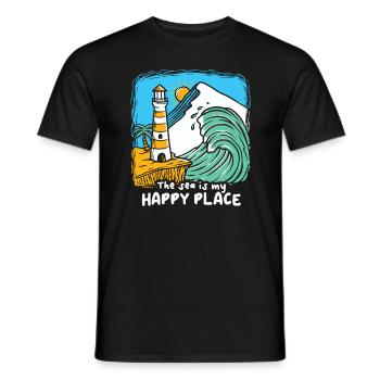 The Sea Is My Happy Place Lighthouse - Men's T-Shirt - black - Front - AI Model Male 178 light (178cm)