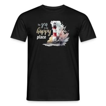 The Sea Is My Happy Place Lighthouse - Men's T-Shirt - black - Front - AI Model Male 178 light (178cm)
