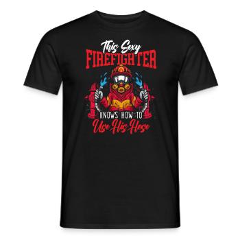 Fireman Fire Rescue Firefighter Firetruck - Men's T-Shirt - black - Front - AI Model Male 178 light (178cm)