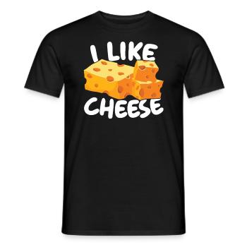 I Like Cheese Eater Cheesy Food Lover Foodie - Men's T-Shirt - black - Front - AI Model Male 178 light (178cm)