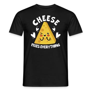 Cheese Fixes Everything Cheesy Food Lover Foodie - Men's T-Shirt - black - Front - AI Model Male 178 light (178cm)