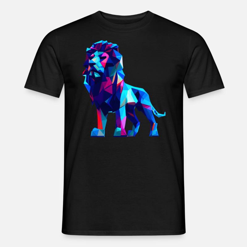 Polygon Löwen - Männer T-Shirt - Schwarz