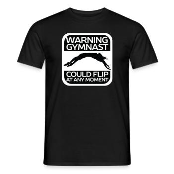 Warning Gymnast Gymnastics Gymnastics Turner - Men's T-Shirt - black - Front - AI Model Male 178 light (178cm)
