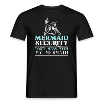 Mermaid Security Meilleur papa de tous les temps Fête des pères Sirène - T-shirt homme - noir - Devant - AI Model Male 178 light (178cm)