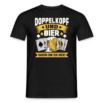 Doppelkopfspieler Doppelkopf und Bier - Männer T-Shirt - Schwarz - Vorne - AI Model Male 178 light (178cm)