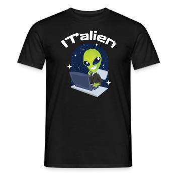 ITalien Alien Informatiker Hacker Coder - T-shirt homme - noir - Devant - AI Model Male 178 light (178cm)