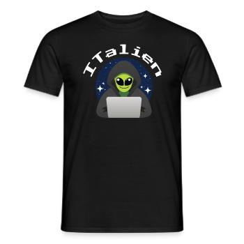 ITalien Alien Informatiker Hacker Coder - Männer T-Shirt - Schwarz - Vorne - AI Model Male 178 light (178cm)