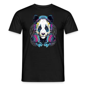 Techno Panda Dj Music Lover EDM Festival - T-shirt homme - noir - Devant - AI Model Male 178 light (178cm)