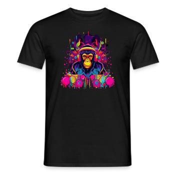 Cyber Moneky DJ Rave Musikfestival - Männer T-Shirt - Schwarz - Vorne - AI Model Male 178 light (178cm)