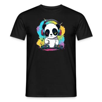 Electro Music Panda Dj Techno Lover EDM Festival - Männer T-Shirt - Schwarz - Vorne - AI Model Male 178 light (178cm)