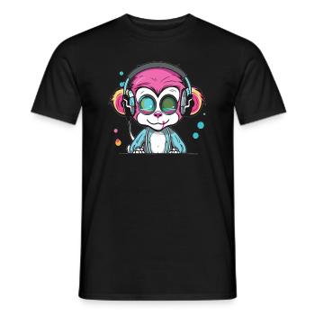 Techno Party Monkey EDM Rave - Männer T-Shirt - Schwarz - Vorne - AI Model Male 178 light (178cm)