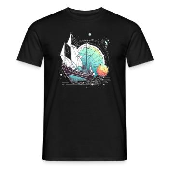 Capitaine de bateau spatial voyageur - T-shirt homme - noir - Devant - AI Model Male 178 light (178cm)