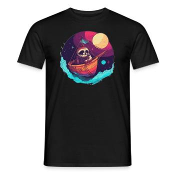 Schiffsreisen Faultier Raumschiff Kapitän - Männer T-Shirt - Schwarz - Vorne - AI Model Male 178 light (178cm)
