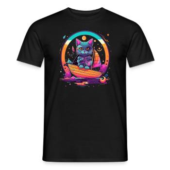 Ocean Travel Cat Sommer Boot Urlaub - Männer T-Shirt - Schwarz - Vorne - AI Model Male 178 light (178cm)