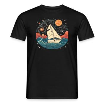 Travel around the Ocean Boat Traveler - Men's T-Shirt - black - Front - AI Model Male 178 light (178cm)