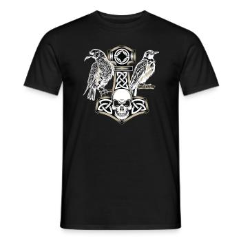 Raven Norse Hammer Mythology Rune - Men's T-Shirt - black - Front - AI Model Male 178 light (178cm)