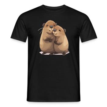Netter Otter Matching Couple - Männer T-Shirt - Schwarz - Vorne - AI Model Male 178 light (178cm)