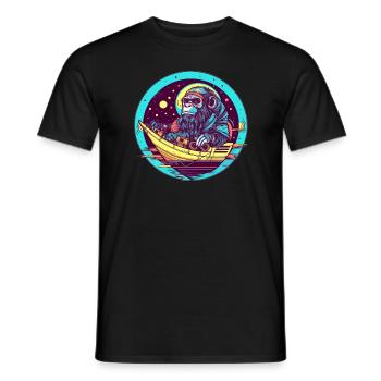 Bereisen Sie den Weltraumschiff Affen Kapitän - Männer T-Shirt - Schwarz - Vorne - AI Model Male 178 light (178cm)