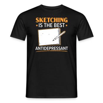 Skizzieren Zeichnen Kritzeln Zeichnen Zeichner - Männer T-Shirt - Schwarz - Vorne - AI Model Male 178 light (178cm)
