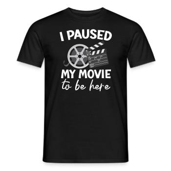 J’ai mis mon film en pause pour être ici Movie Lover Cinema - T-shirt homme - noir - Devant - AI Model Male 178 light (178cm)