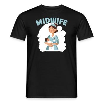 Midwifery Profession Newborn Childbirth Midwife - Men's T-Shirt - black - Front - AI Model Male 178 light (178cm)