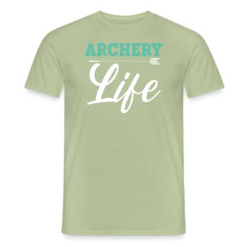 Bogenschießen Leben Bogen Jäger Bogenschütze Schießen Pfeil Bogenschütze - Männer T-Shirt - Sage - Vorne - AI Model Male 178 light (178cm)