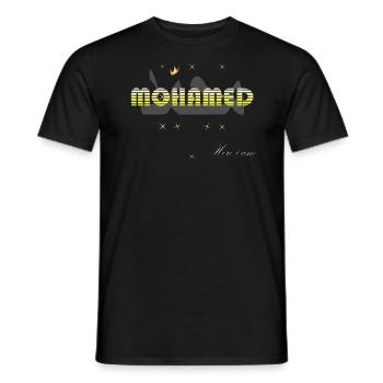 Mohamed jaune blanc étymologie d'origine Arabe. - T-shirt homme - noir - Devant - AI Model Male 178 light (178cm)