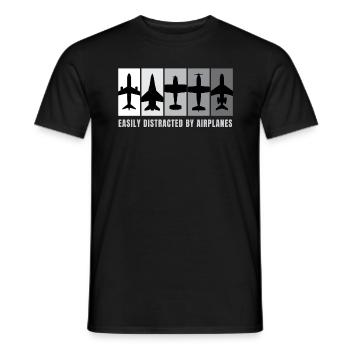Facilement distrait par les avions Avion - T-shirt homme - noir - Devant - AI Model Male 178 light (178cm)