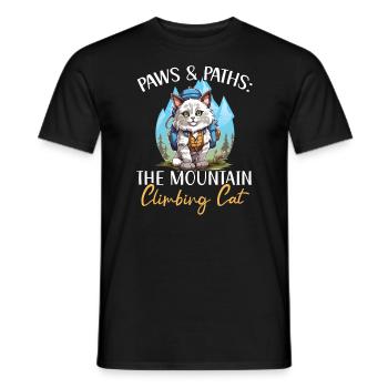 Hiking Cat Hiker Cat Owner Mountain Climbing Hiker - Men's T-Shirt - black - Front - AI Model Male 178 light (178cm)