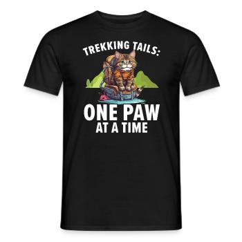 Hiking Cat Hiker Cat Owner Mountain Climbing Hiker - Men's T-Shirt - black - Front - AI Model Male 178 light (178cm)