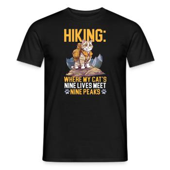 Hiking Cat Hiker Cat Owner Mountain Climbing Hiker - Men's T-Shirt - black - Front - AI Model Male 178 light (178cm)