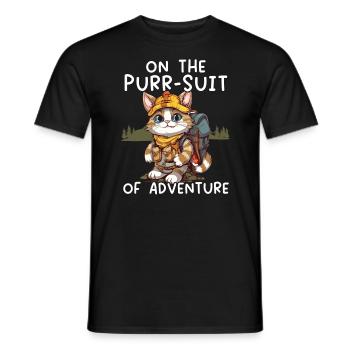 Hiking Cat Hiker Cat Owner Mountain Climbing Hiker - Men's T-Shirt - black - Front - AI Model Male 178 light (178cm)
